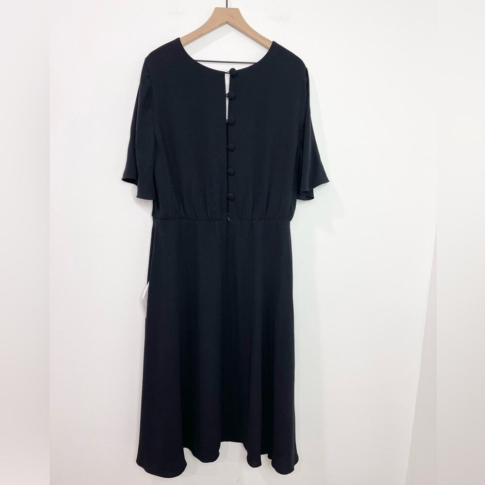 Dress The Population Lydia Midi Dress Black Women’s Flutter Sleeve 2X New - Picture 4 of 9